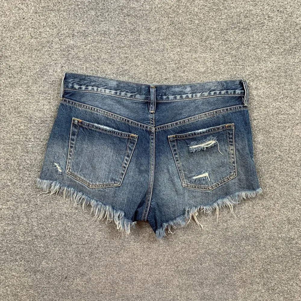 We The Free People Shorts Womens 28 Denim Loving Good Vibrations Micro Mini